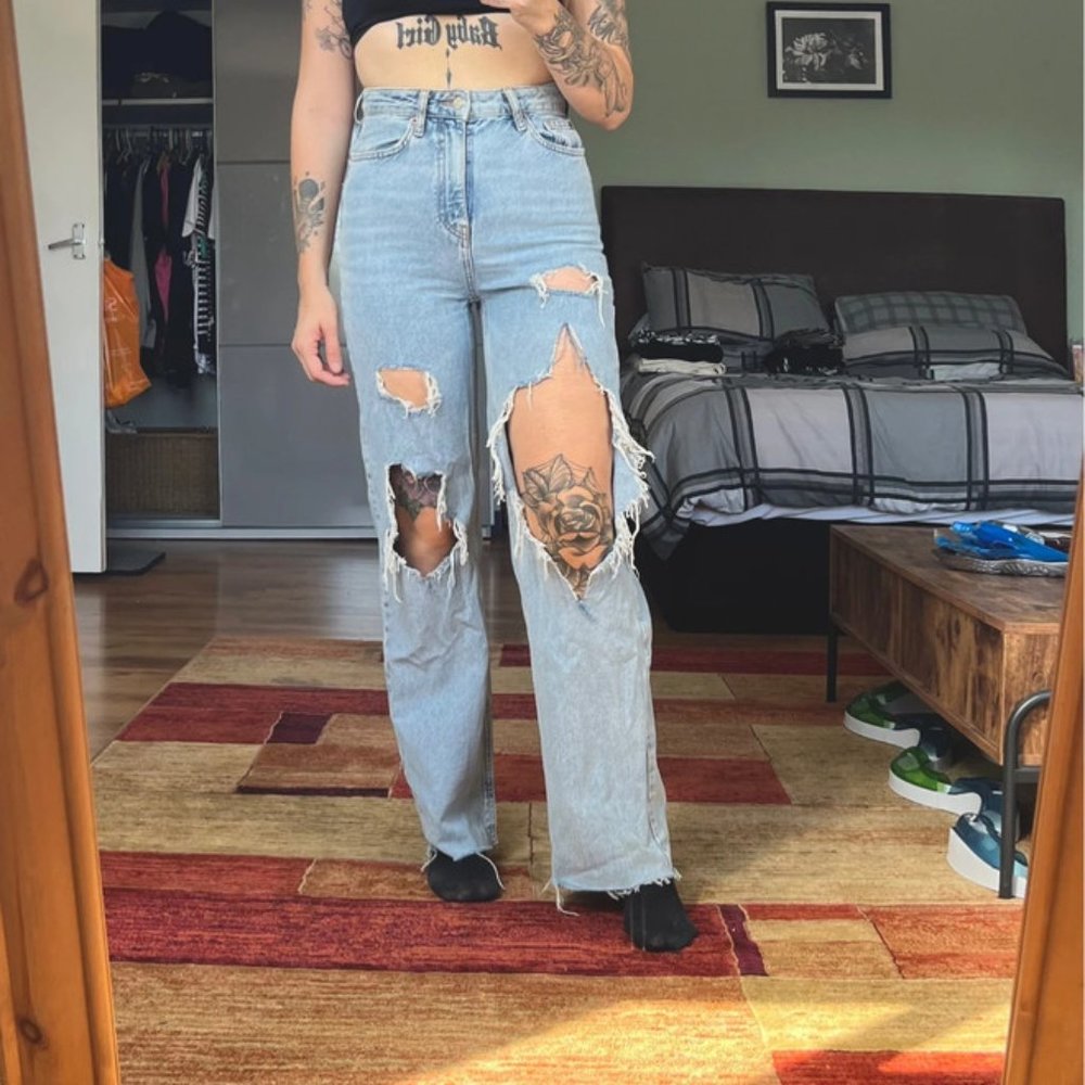 Primark size 8 extreme ripped blue denim jeans